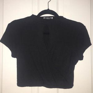 NWOT Black keyhole crop too